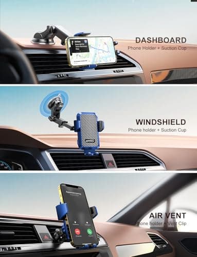Wireless Car Charger, Phone Holders for Your Car, 15W Auto Clamping Phone Mount Car Accessories for iPhone 16 15 14 13 12 Mini Pro Max 11, Samsung Galaxy S24 Ultra S23 S22+ Note 20, etc - Blue - Image 5