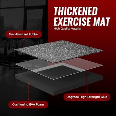 SUPERJARE 0.56'' Thick 12 Pcs 48 Sq Ft Rubber Top Exercise Equipment Mats, High Density EVA Foam Mats with Rubber Top, Interlocking Gym Flooring for Home Gym, Protective Workout Mat, Black/Grey - Image 4