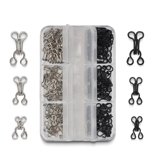 72 Pairs Hook and Eye Sewing Kit – Black and Silver Bra Hooks Replacement in Multiple Sizes, Ideal for DIY Clothing Repairs, Underwear Alteration, and Home Sewing, with Storage Box - Image 1