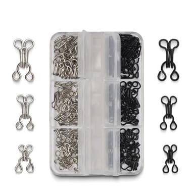 72 Pairs Hook and Eye Sewing Kit – Black and Silver Bra Hooks Replacement in Multiple Sizes, Ideal for DIY Clothing Repairs, Underwear Alteration, and Home Sewing, with Storage Box - Image 1