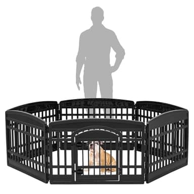 IRIS USA 24" 8-Panel Dog Playpen with Door, 83.5 x 83.5 x 23.63, Puppy Playpen, Dog Play Pen Indoors, Pet Fence, Puppies/Small Dogs, Black - Image 4