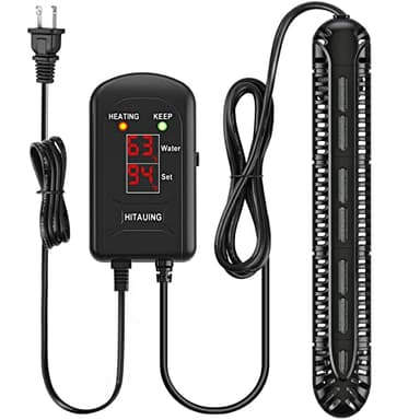HiTauing Aquarium Heater, 500W Fish Tank Heater with LED Digital Display & 5 Safety Protection, Submersible Aquarium Heater with 2 Suction Cup and 8.2Ft Cord for 75-120 Gallon Fish Tank. - Image 1