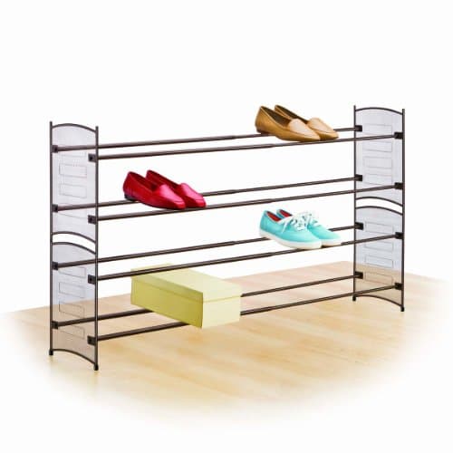 Lynk Expandable 2 Tier Stackable Shoe Rack - Steel Mesh Shoe Shelf - Bronze - Image 1