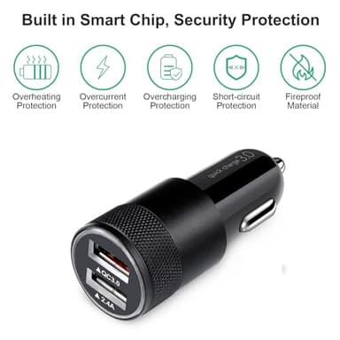 Fast Car Charger, Quick Charging 5.4A/30W Phone USB Adapter Rapid Plug 2 Port Cigarette Lighter Auto Charger Flush Compatible Samsung, Tablet, iPhone, iPad, LG, Automobile - Image 3