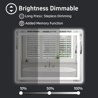 miskerm 40"x 32" LED Bathroom Mirror with Lights, Double Lights Dimmable, Anti-Fog, Front and Backlit LED Mirror for Bathroom, Lighted Bathroom Vanity Mirror with Tempered Glass (Horizontal/Vertical) - Image 3