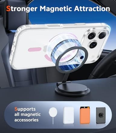 FNTCASE for iPhone 17 Pro-Max Case Clear: Magnetic Transparent Phone Cases with Screen Protector Slim Military Grade Drop Protection Rugged Shockproof Protective Cell Phone Cover (Pink) - Image 4