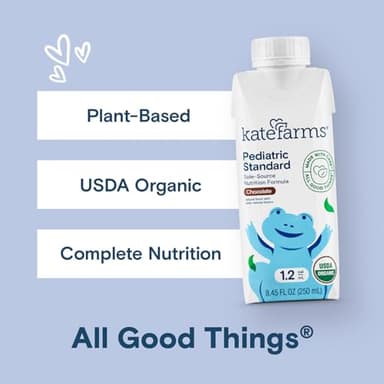 KATE FARMS Organic Pediatric 1.2 High Calorie Chocolate Nutrition Shake, 12g Protein, 27 Vitamins and Minerals, Meal Replacement, 8.45 oz (6 pack) - Image 4