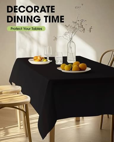 Pureegg Rectangle Table Cloth 60" x 102" – Durable Polyester Tablecloth Offers Reusable & Washable Protection, Ideal for Outdoor Party, Picnic, Wedding, Banquet and Birthday, 2 Pack, Black - Image 9