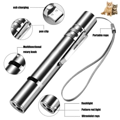 Zugesify Laser Pointer Cat Toy, Interactive Toy with Red Dot LED Light Pointer, Long Range 3 Modes Projection Playpen for Kitten Interaction,USB Recharge Pointer (1 pcs) - Image 8