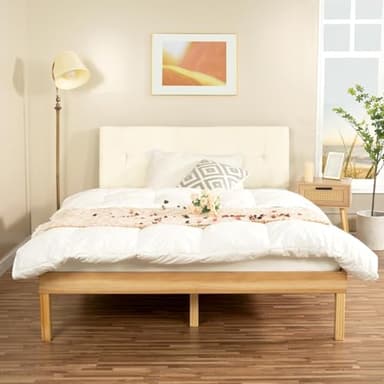 Minimalist Full Solid Pine Wood Bed Frame with Japanese-Inspired Design, 9.7-Inch Underbed Storage No Box Spring Needed, Low-Profile 300 lb Capacity for Serene Durable Living Spaces, Natural - Image 3