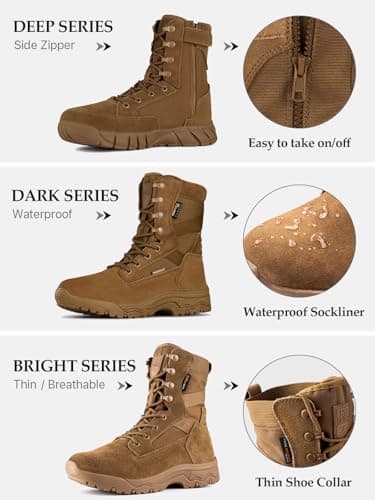 FREE SOLDIER Men's Tactical Boots 8 Inches Lightweight Combat Boot Durable Suede Leather Military Work Boots Desert Boot(Brown-waterproof,7) - Image 6