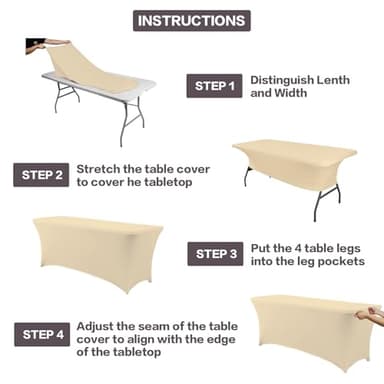 IVAPUPU 2 Pack 6FT Table Cloth for Rectangular Fitted Events Stretch Champagne Table Covers Washable Spandex Tablecloth Protector for Party, Wedding, Cocktail, Banquet, Festival - Image 4