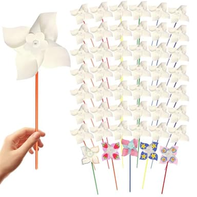 4E's Novelty 24 Pack DIY Pinwheels Craft for Kids, Bulk Summer Pinwheel Craft Kit, Color Your Own Paper Windmill for Pinwheels for Kids July 4 Party, Bulk Pinwheel for Spring Art and Creativity - Image 9