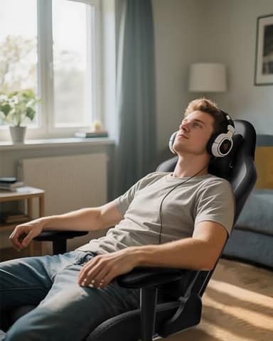 AutoFull C3 Gaming Chair, Racing Style Gaming Chair with Ergonomic Lumbar Support,Adjustable High Back PU Leather PC Chair with Footrest,Black - Image 2