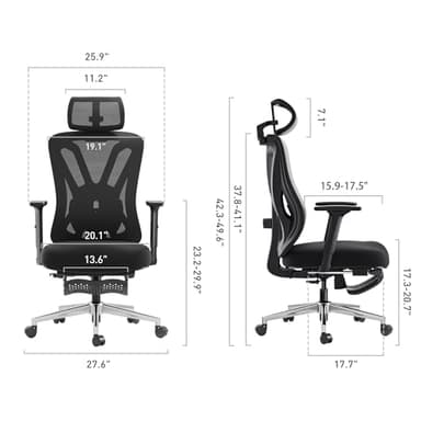 Hbada P5 Ergonomic Office Chair, Desk Chair with Adjustable Lumbar Support and Height, Comfortable Mesh Computer Chair with Footrest 2D Headrest, Swivel Tilt Function Black - Image 3
