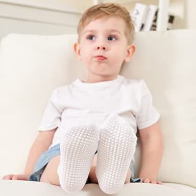 ZAPLES Baby Non Slip Grip Ankle Socks with Non Skid Soles for Infants Toddlers Kids Boys Girls, White, 12-36 Months - Image 2