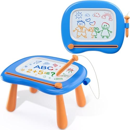 Magnetic Drawing Board Toddlers Toys for 1 2 Year Old Boys - Preschool Education Learning Toys for 12-18 Month Baby - Doodle Pad Birthday Gifts Presents for Kids Age 1-3 - Blue - Image 1