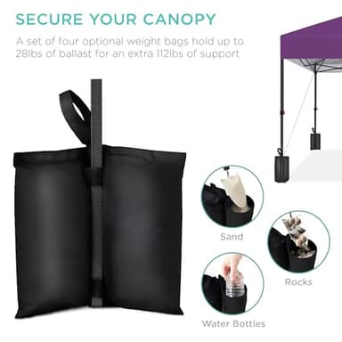 Best Choice Products 10x10ft 1-Person Setup Pop Up Canopy Tent Instant Portable Shelter w/ 1-Button Push, Case, 4 Weight Bags - Amethyst Purple - Image 6