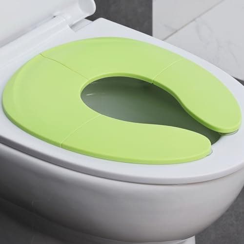 Funbliss Folding Travel Toilet Seat for Toddlers Portable Secure Potty Training Seat, Non Slip Suction Cups, Pinch Free Design,Green - Image 1