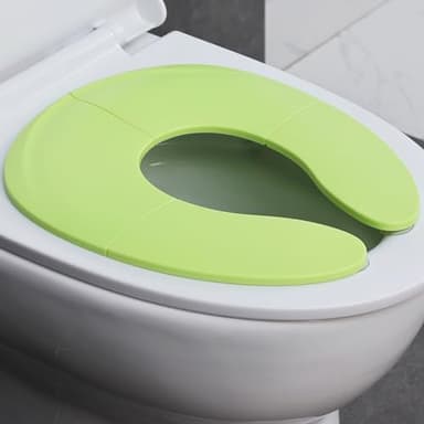 Funbliss Folding Travel Toilet Seat for Toddlers Portable Secure Potty Training Seat, Non Slip Suction Cups, Pinch Free Design,Green - Image 1