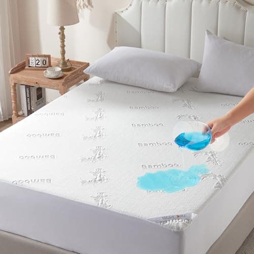 Waterproof King Size Mattress Protector, Mattress Pad Fitted 6"-18" Deep Pocket, 3D Air Fabric Bed Mattress Cover Noiseless Washable for Bedroom, Hotel - Image 1
