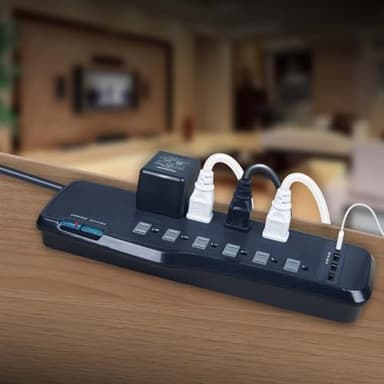 OSKOS Surge Protector Power Strip, 10 Outlets, Four USB 3.4A Ports (3A+1C), 6FT Extension Cord, 3540 Joules, 15A/1800W,Wall Mountable, UL Listed - Image 7