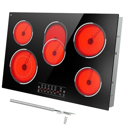 Traenvir 30 Inch Electric Cooktop 5 Burner, 8400W Built-in Electric Stove Top, 30" Ceramic Cooktop with Expanded Zone, Touch Control, Timer, Pause Control, Safety Lock, 220-240V, Hard Wire, No Plug - Image 1
