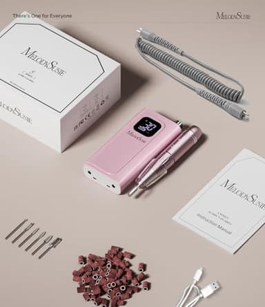 MelodySusie Entry-Level Clip-On Cordless Essential Nail Drill, SC300F 30000RPM E-File with LCD Display for All Manicure Shaping & Gel Removal, Ideal for Training, Nail Art Practice & Home Use, Pink - Image 7