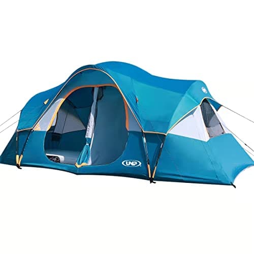 UNP Camping Tent 10-Person-Family Tents, Parties, Music Festival Tent, Big, Easy Up, 5 Large Mesh Windows, Double Layer, 2 Room, Waterproof, Weather Resistant, 18ft x 9ft x78in - Image 1