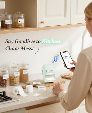 NIIMBOT B21 Label Printer,Bluetooth Thermal Label Maker,Ideal for Home Organization,Business,Ofice,50x30mm Labels,230Pcs(Mint Green) - Image 2