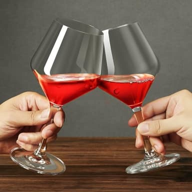 FrutPunch Hand-Blown Crystal Wine Glasses Set of 2, 16OZ, Long Stem Glasses for Red and White Wine, Christmas and Wedding Gifts - Image 3