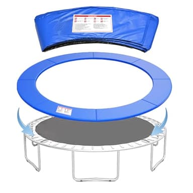 K KENSONE Trampoline Replacement Safety Pad, 15ft Trampoline Spring Cover with Foam Padding, No Holes for Poles, Round, Blue - Image 1