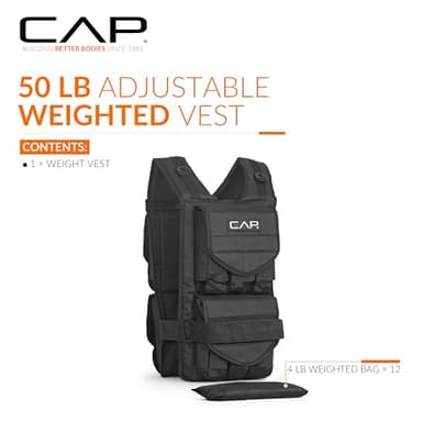 CAP Barbell Adjustable Weighted Vest, 50 lb, Black - Image 2