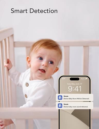 nooie Baby Monitor WiFi Smartphone, Baby Monitor with Camera and Audio 2.4GHz, Motion and Sound Detection, 2K HD Night Vision, Two-Way Audio, SD or Cloud Storage, Compatible with Alexa and Google - Image 5