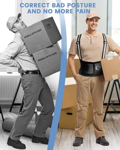 SERVOMASTER Back Brace Posture Corrector for Women and Men, Breathable Fabric Back Support with Removable Suspender, Adjustable Lumbar Support Belt Work Back Brace for Moving Construction - Image 2