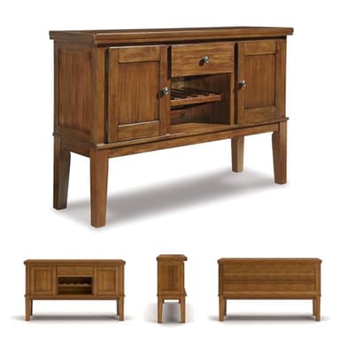 Signature Design by Ashley Ralene Rustic Dining Room Buffet Cabinet with Wine Rack, Medium Brown - Image 7