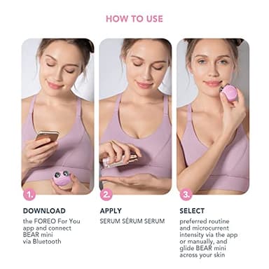 FOREO Firm & Fabulous BEAR mini + Serum Serum Serum 1 Oz Anti aging Starter Kit- Microcurrent Facial Device- Instant Face Lift- Double Chin Eliminator- Facial Skin Care Products- Gift Set- Pearl Pink - Image 6