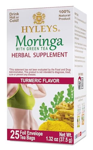 Hyleys Moringa Oleifera and Green Tea Turmeric Flavor - 25 Tea Bags (6 Pack - 150 Tea Bags Total) - Superfood Miracle Tree Tea with Dried Moringa Oleifera Leaves - Image 4