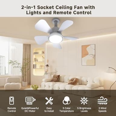 MOTCTQVD Ceiling Fans with Lights and Remote, Ceiling Fan Light 3000K-6000K 3 Colors Dimmable, Ceiling Fan, 1000 Lumens LED Ceiling Fans for Bedroom Garage Kitchen - Image 2
