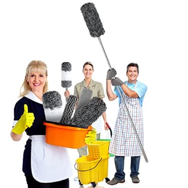 Microfiber Feather Duster with Extension Pole 30 to 100 inches, Reusable,Bendable, Washable Dusters for Cleaning Ceiling Fan, High Ceiling, Blinds, Furniture & Cars, 12PCS - Image 8