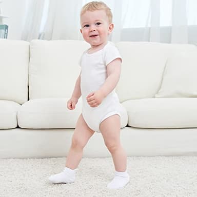 ZAPLES Baby Non Slip Grip Ankle Socks with Non Skid Soles for Infants Toddlers Kids Boys Girls, White, 12-36 Months - Image 6