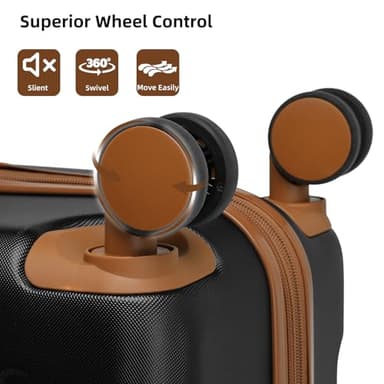 LARVENDER Luggage Sets 6 Piece Hardside Expandable Suitcase Set with Spinner Wheels TSA Lock Black, Travel Luggage Set Clearance for Men and Women, Black - Image 8