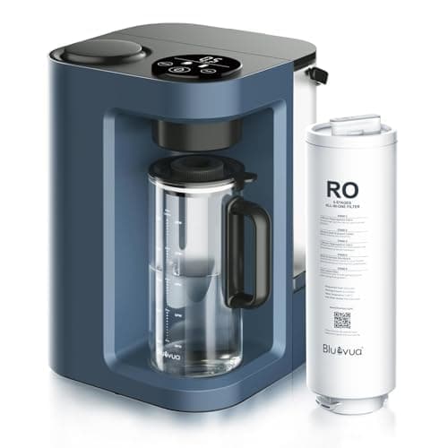 Bluevua RO100ROPOT-LITE Countertop Reverse Osmosis Water Filter System, 5 Stage Purification, 3:1 Pure to Drain, Portable Water Purifier (No Installation Required) (Blue) - Image 1