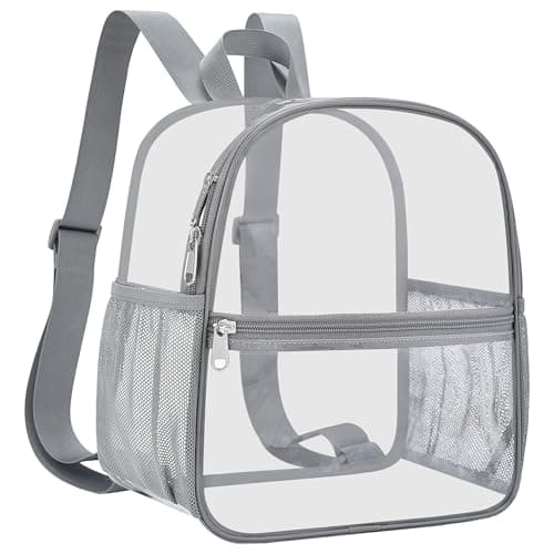 Oraben Clear Backpack for Stadium Events Clear Stadium Backpack 12x6x12 Bag (Nylon Shoulder Straps, Grey) - Image 1