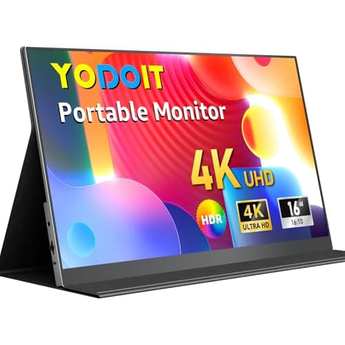 Yodoit Portable Monitor for Laptop 4K, 16" UHD Travel Gaming Monitor Screen IPS Display with USB Type C Port and Dual Speakers Compatible with PC, Xbox, PS4/5 Black - Image 1