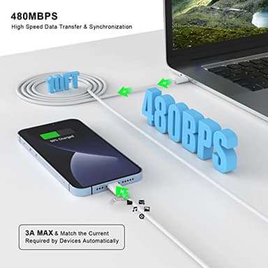 Matsusho iPhone Charger Fast Charging 10 FT, 2 Pack 20W USB C Wall Charger Block with 10FT Long Type C to Lightning Fast Charging Data Sync Cable Compatible for iPhone 14 13 12 11 Pro Max XS XR X iPad - Image 8