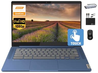 Lenovo Chromebook 14" Touchscreen Slim Laptop Business Student, 8-Core MediaTek Kompanio 520, 4GB RAM, 128GB Storage (64GB eMMC+64GB Card), WiFi 6, Long Battery, Chrome OS+MarxsolAccessory - Image 1