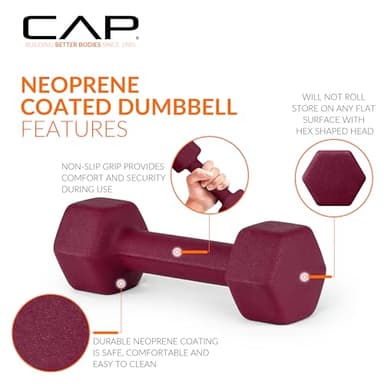 CAP Barbell Neoprene Dumbbell Weights, 5 lb Pair, Violet - Image 4