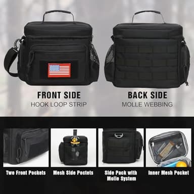 Lunch Box for Men, Tactical Lunch Bag MOLLE Webbing Leakproof Insulated Large Lunch Cooler Women Adult Meal with Adjustable Shoulder Strap Durable Lunch Pail(Black) - Image 6