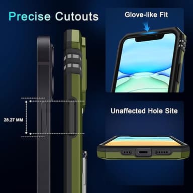 DEERLAMN Case for iPhone 11 with Slide Camera Cover+Screen Protector(2 Packs),Rotated Ring Kickstand Military Grade Shockproof Protective Cover-Olive Green - Image 6
